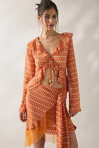 Jacquie The Label Ruffle Long Sleeve Flyaway Top