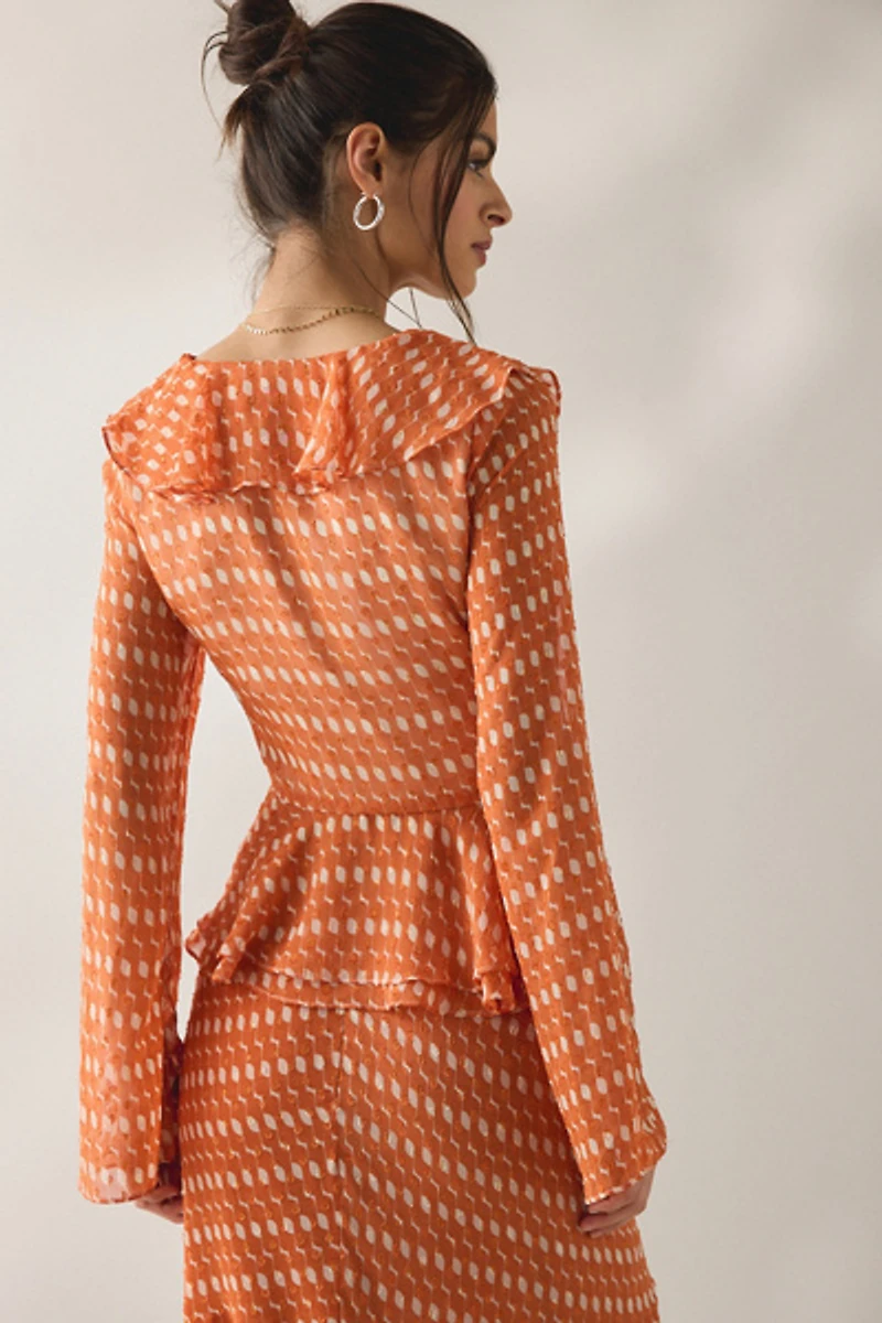 Jacquie The Label Ruffle Long Sleeve Flyaway Top