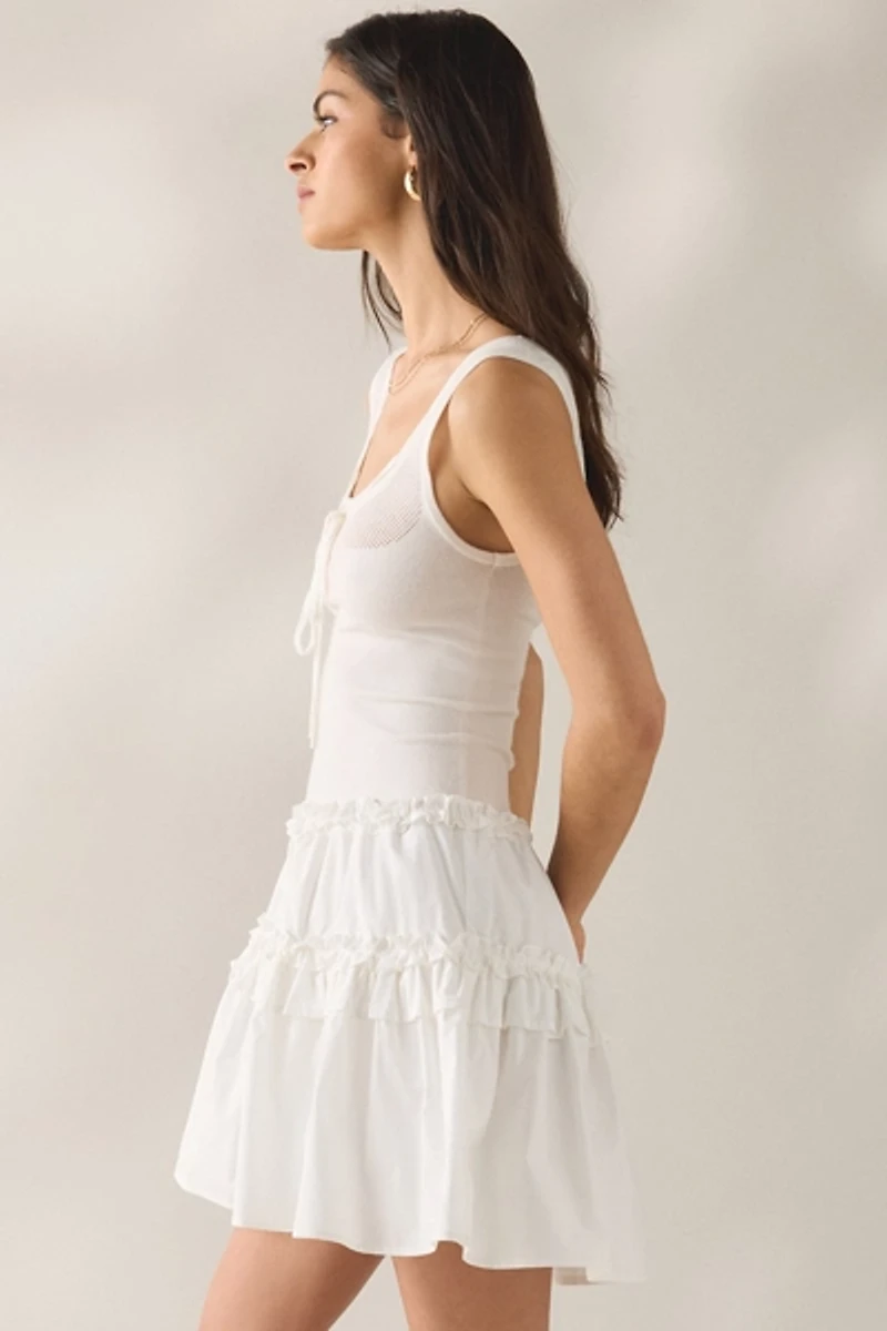 Jacquie The Label Lola Mixed Media Drop Waist Mini Dress