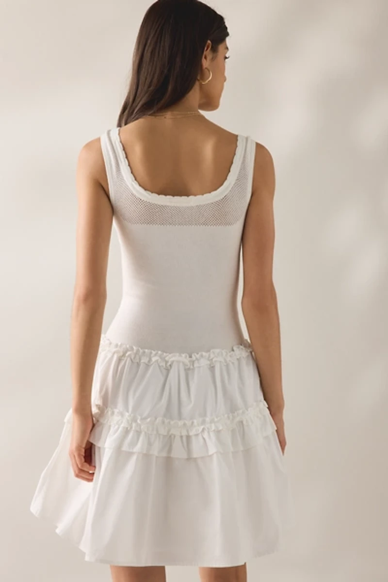 Jacquie The Label Lola Mixed Media Drop Waist Mini Dress