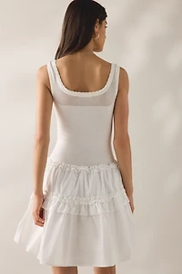 Jacquie The Label Lola Mixed Media Drop Waist Mini Dress