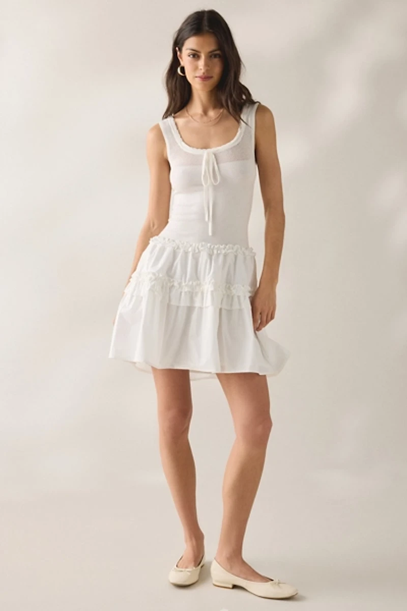 Jacquie The Label Lola Mixed Media Drop Waist Mini Dress