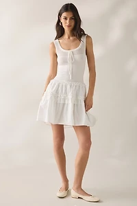 Jacquie The Label Lola Mixed Media Drop Waist Mini Dress