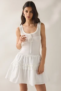 Jacquie The Label Lola Mixed Media Drop Waist Mini Dress