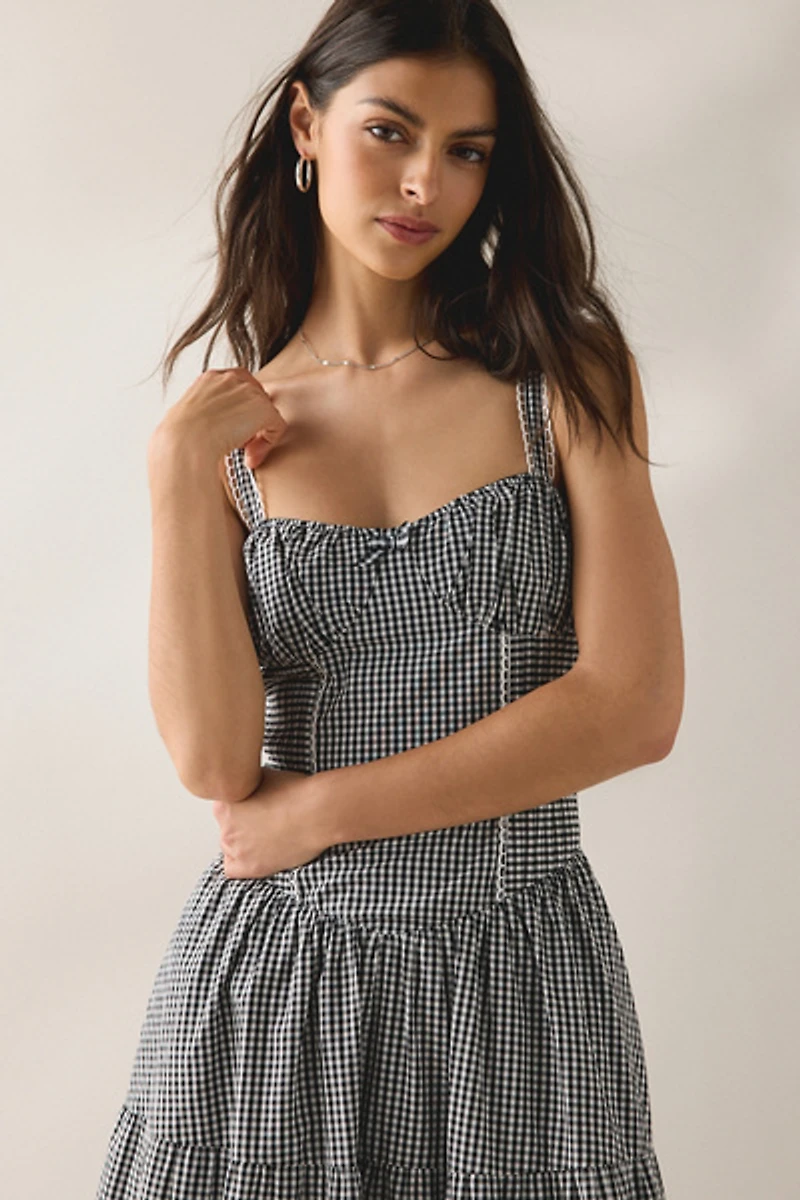 Jacquie The Label Emmie Gingham Milkmaid Maxi Dress