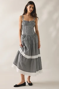 Jacquie The Label Emmie Gingham Milkmaid Maxi Dress