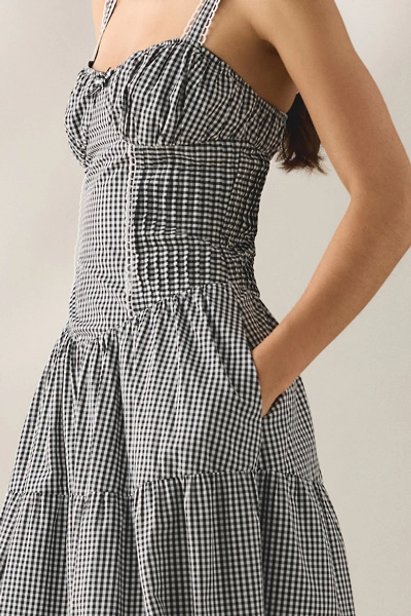 Jacquie The Label Emmie Gingham Milkmaid Maxi Dress