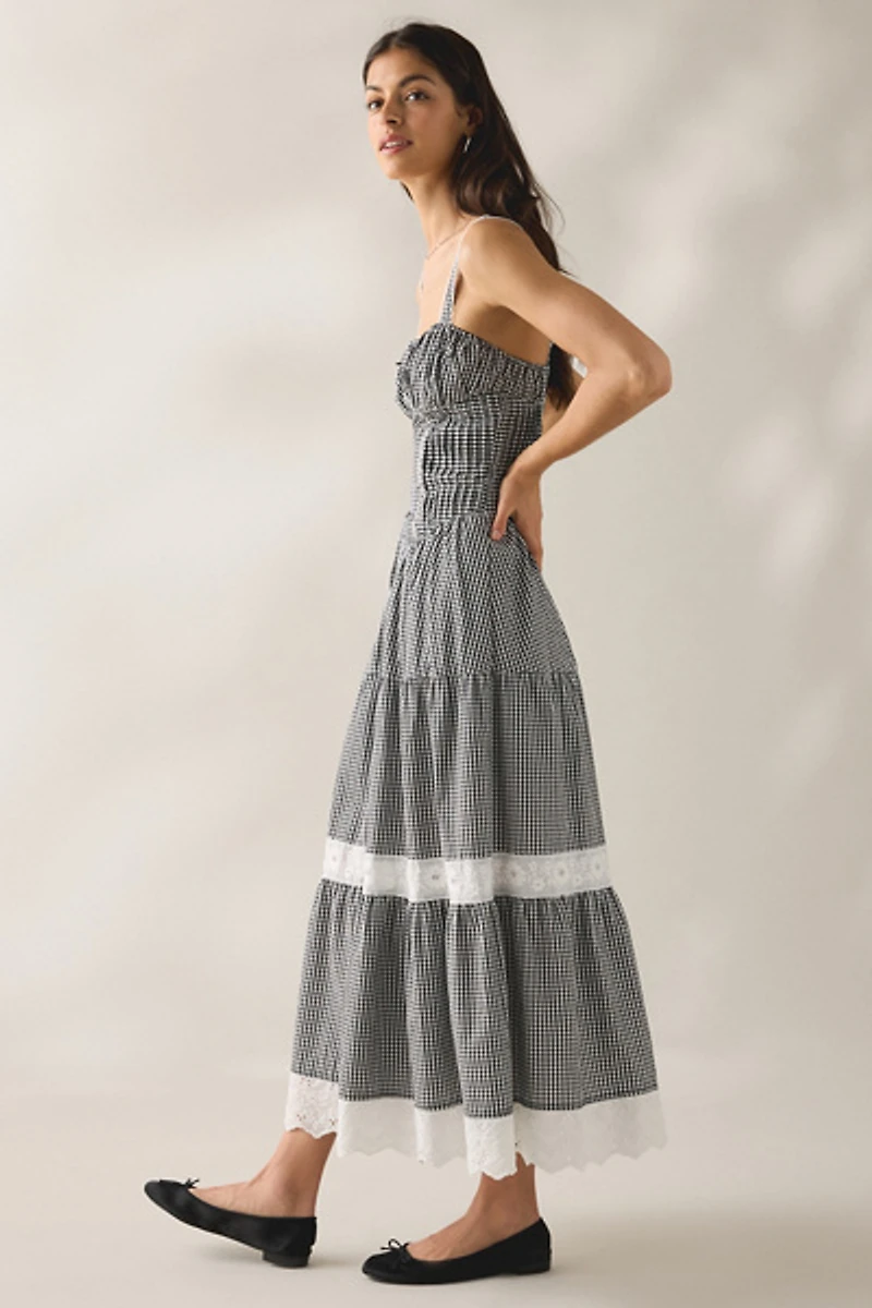 Jacquie The Label Emmie Gingham Milkmaid Maxi Dress