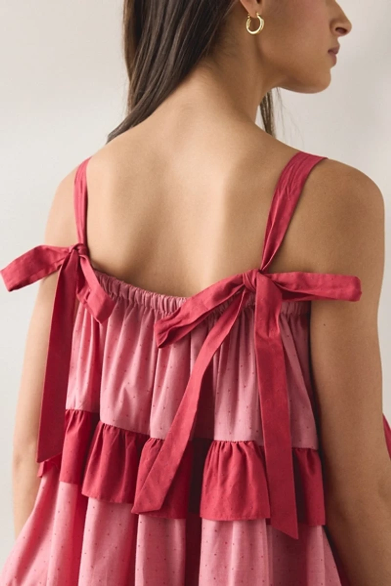 Jacquie The Label Ada Tiered Ruffle Trapeze Mini Dress