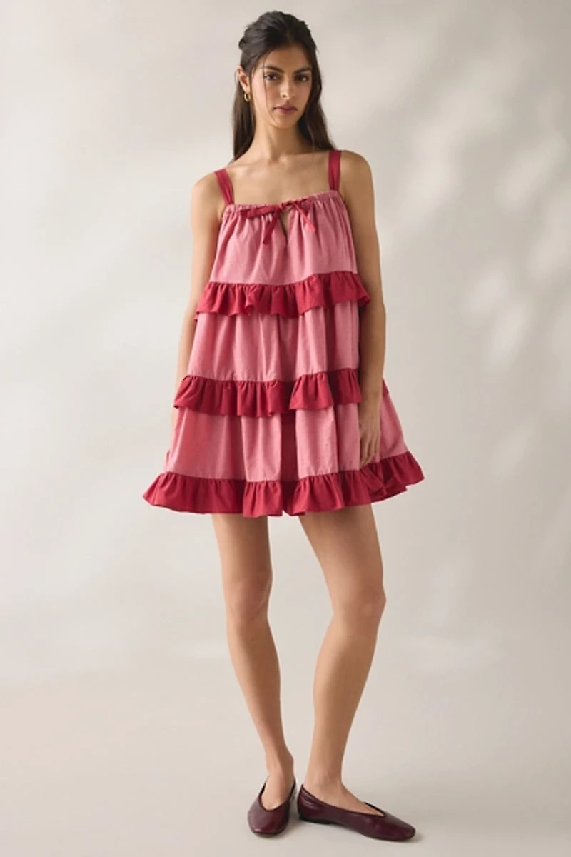 Jacquie The Label Ada Tiered Ruffle Trapeze Mini Dress