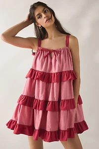 Jacquie The Label Ada Tiered Ruffle Trapeze Mini Dress