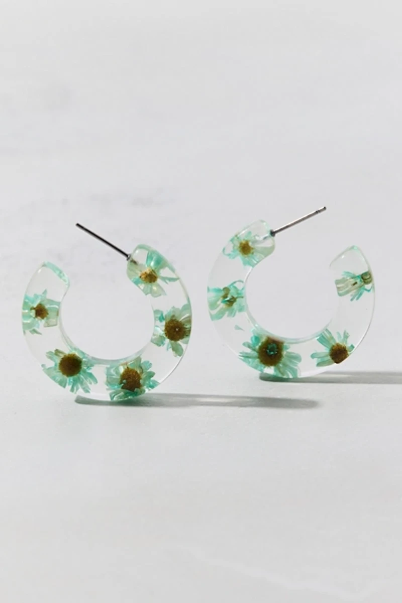 Bloom Flower Chunky Acrylic Hoop Earring