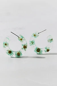 Bloom Flower Chunky Acrylic Hoop Earring