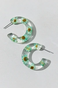 Bloom Flower Chunky Acrylic Hoop Earring