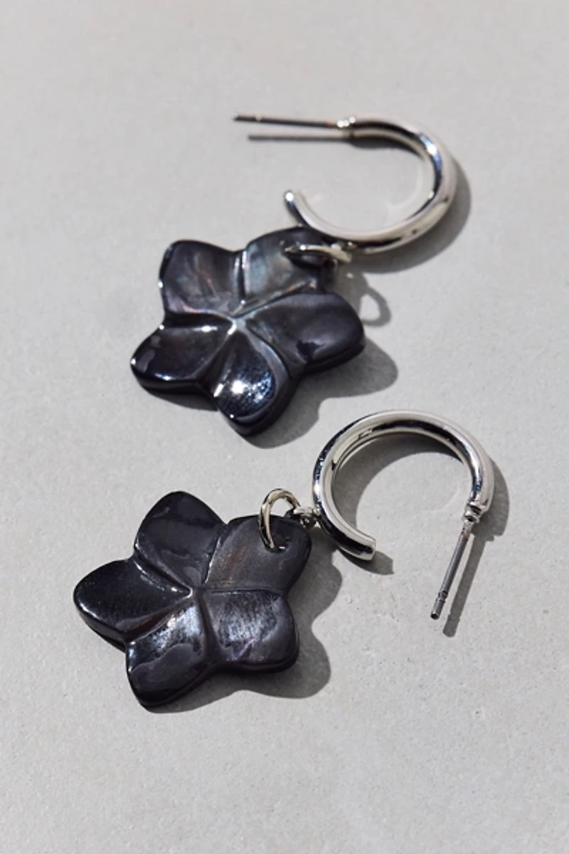 Bloom Flower Charm Hoop Earring