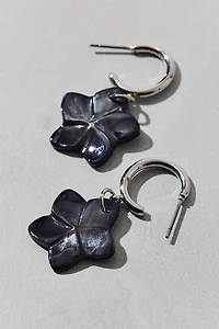 Bloom Flower Charm Hoop Earring