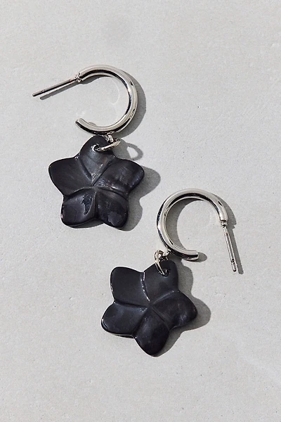 Bloom Flower Charm Hoop Earring