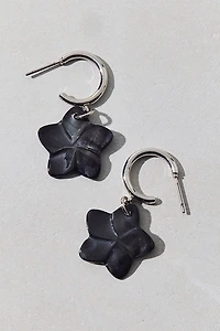 Bloom Flower Charm Hoop Earring