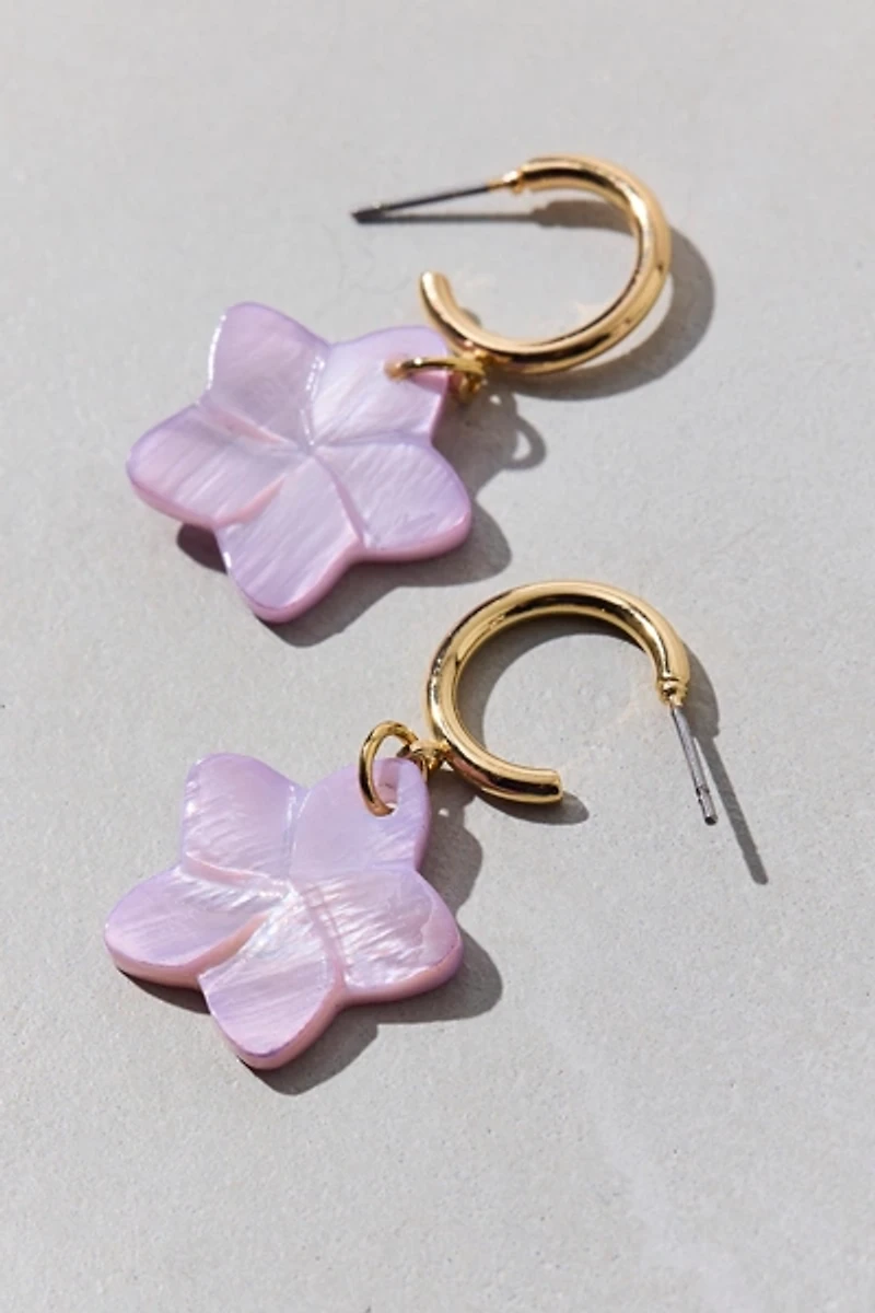 Bloom Flower Charm Hoop Earrings