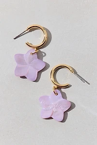 Bloom Flower Charm Hoop Earrings