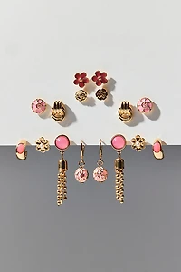Bloom Flower Enameled Multi Earrings Set