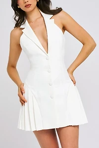 Miss Circle Reyna A-line Pleated Mini Blazer Dress