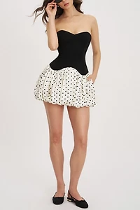 Miss Circle Dahliana Polka Dot Bubble Hem Corset Mini Dress
