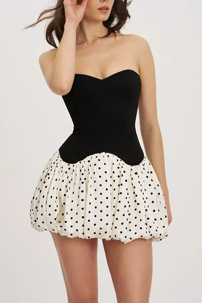 Miss Circle Dahliana Polka Dot Bubble Hem Corset Mini Dress