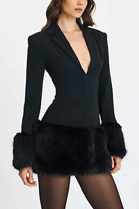 Miss Circle Wenona Faux Fur Trim Mini Blazer Dress
