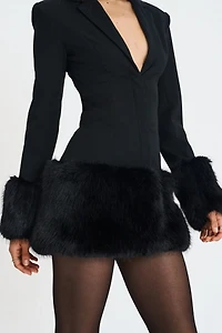 Miss Circle Wenona Faux Fur Trim Mini Blazer Dress