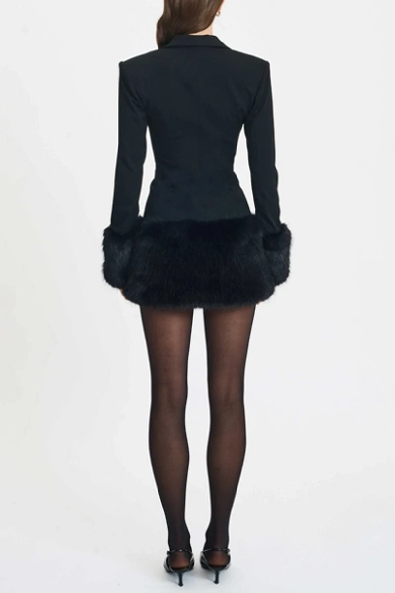 Miss Circle Wenona Faux Fur Trim Mini Blazer Dress
