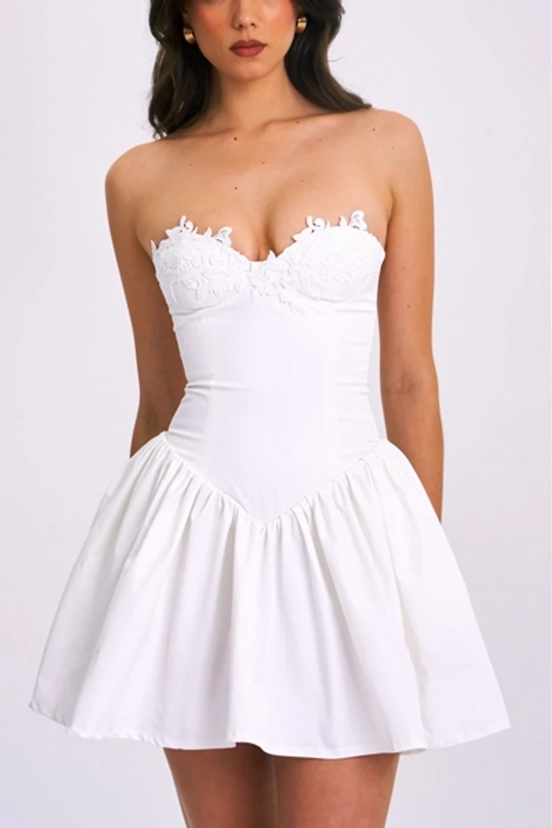 Miss Circle Sacha Puffy Lace Drop Waist Corset Mini Dress