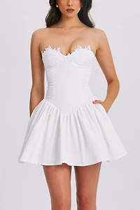 Miss Circle Sacha Puffy Lace Drop Waist Corset Mini Dress