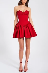 Miss Circle Sacha Puffy Lace Drop Waist Corset Mini Dress