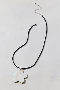 Bloom Flower Charm Suede Corded Necklace