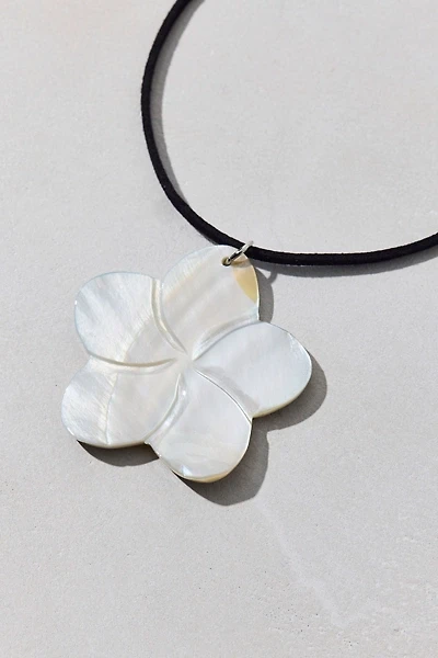 Bloom Flower Charm Suede Corded Necklace