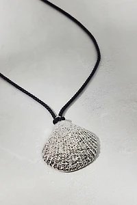 Positano Metal Shell Pendant Corded Necklace