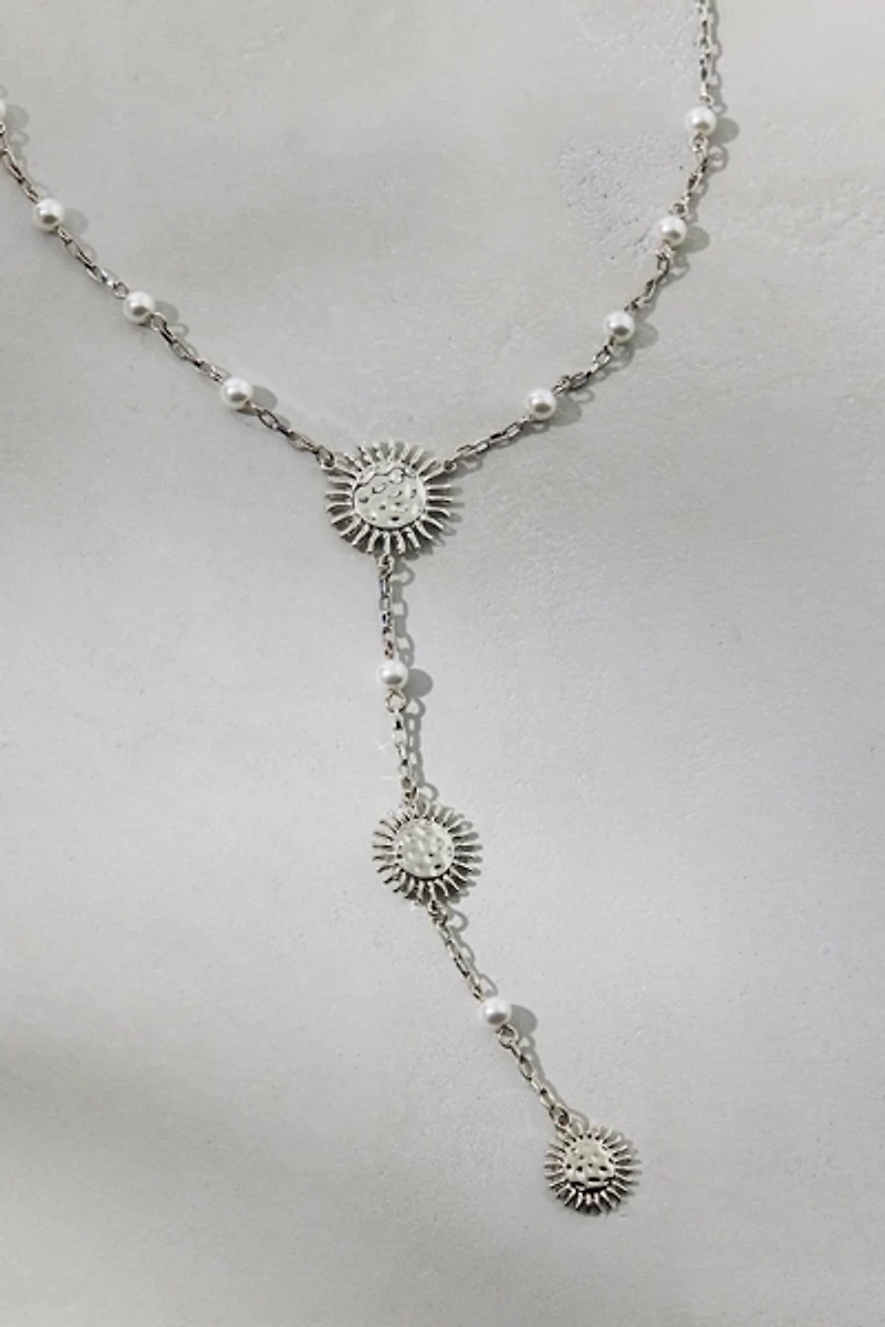 Sunset Pearl Lariat Necklace