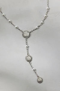 Sunset Pearl Lariat Necklace