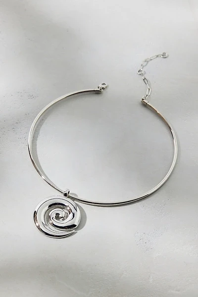 Swirl Pendant Metal Collar Necklace