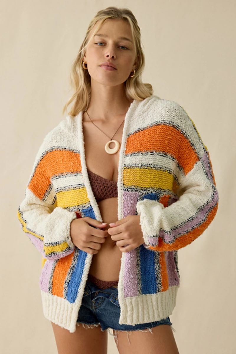 BDG Go Coastal Oversized Open-Front Hoodie Cardigan