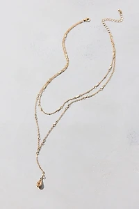 Delicate Shell Pendant Layered Lariat Necklace
