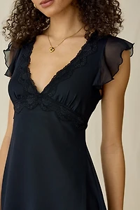 Out From Under Cecilia Lace Trim Sheer Mesh Sleep Dress