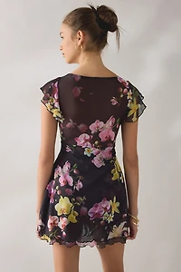 Out From Under Cecilia Lace Trim Sheer Mesh Sleep Dress