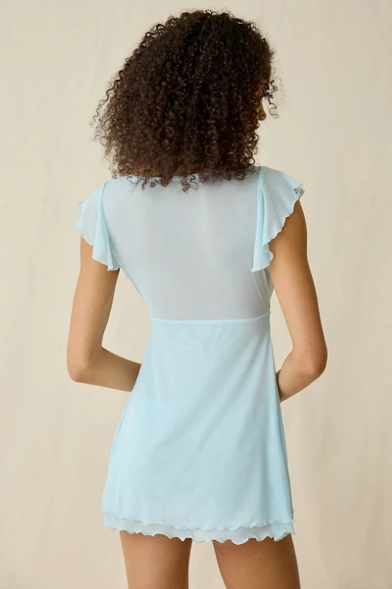 Out From Under Cecilia Lace Trim Sheer Mesh Sleep Dress