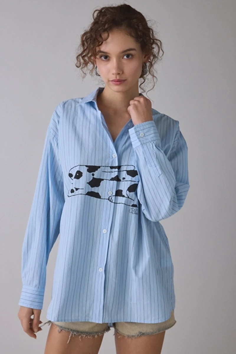 OBEY Beverly Graphic Long Sleeve Button-Down Shirt