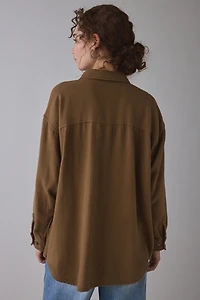 OBEY Delight Embroidered Oversized Long Sleeve Button-Down Shirt