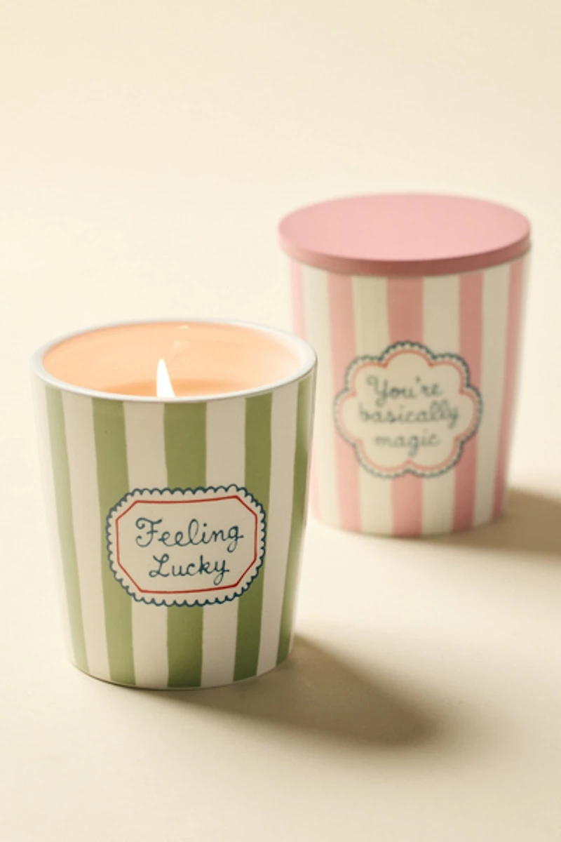 Striped Ceramic 7 oz Scented Candle