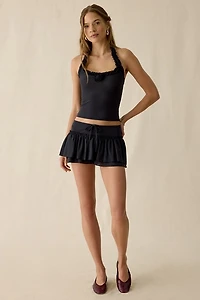 Out From Under Blossom Tiered Ruffle Trim Mesh Mini Skort