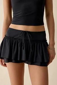 Out From Under Blossom Tiered Ruffle Trim Mesh Mini Skort